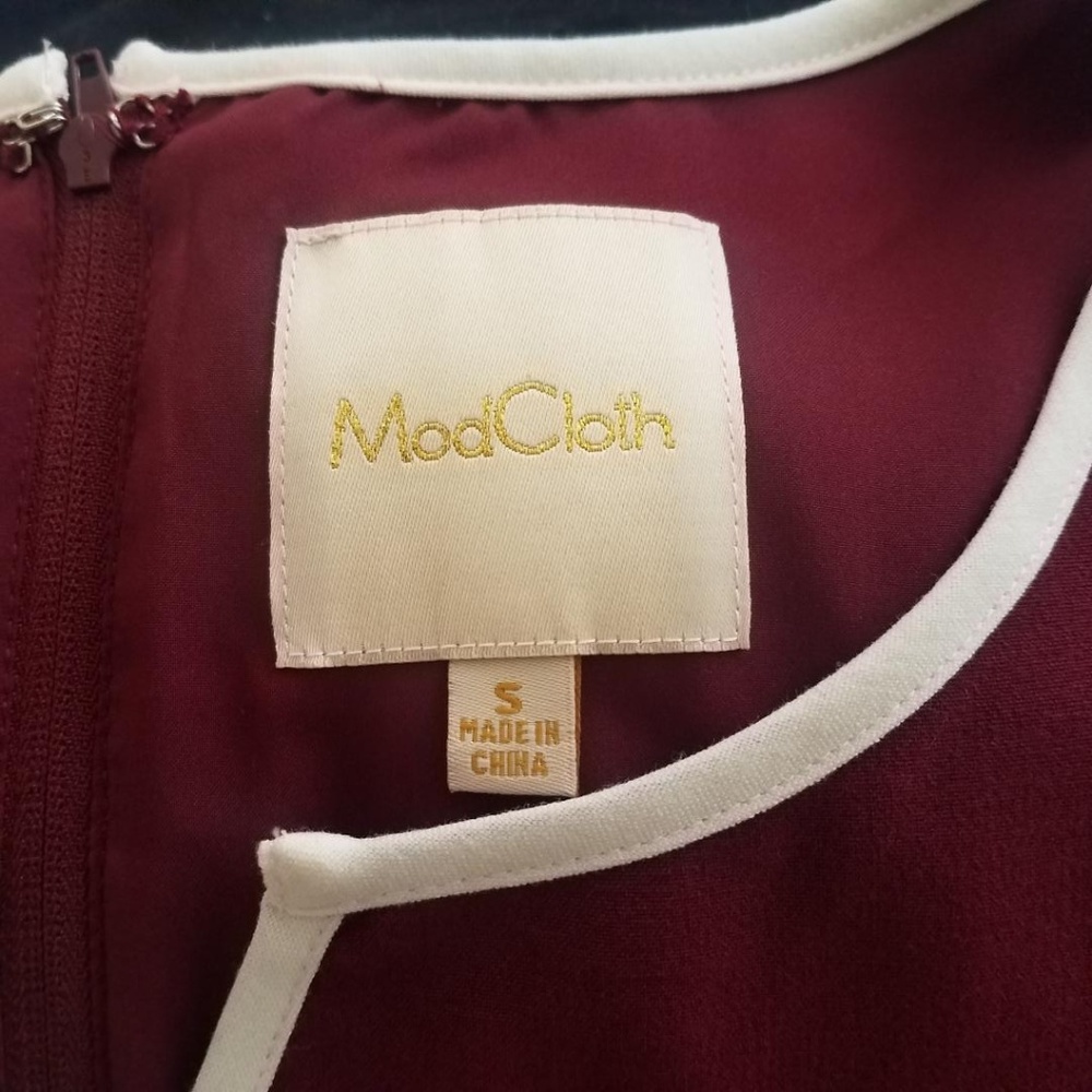 Modcloth Burgundy A-Line Dress Size Small - Picture 2 of 2